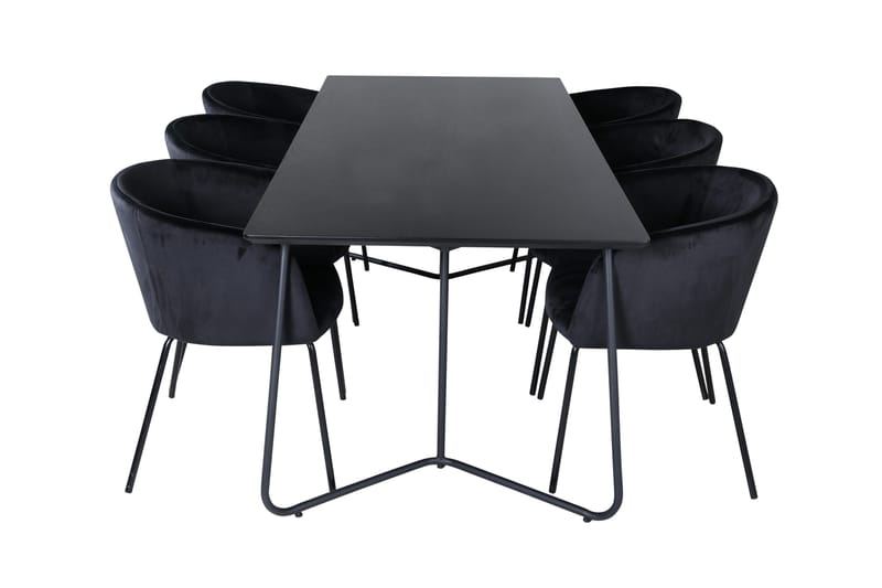 Ruokailuryhmä Petra 190 cm Suorakulmainen 6 Berit Tuolia - Musta - Huonekalut - Pöytä & ruokailuryhmä - Ruokailuryhmä