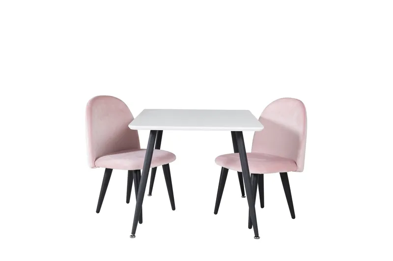 Ruokailuryhmä Polar 80 cm Suorakulmainen 2 Velvet Tuolia, Musta