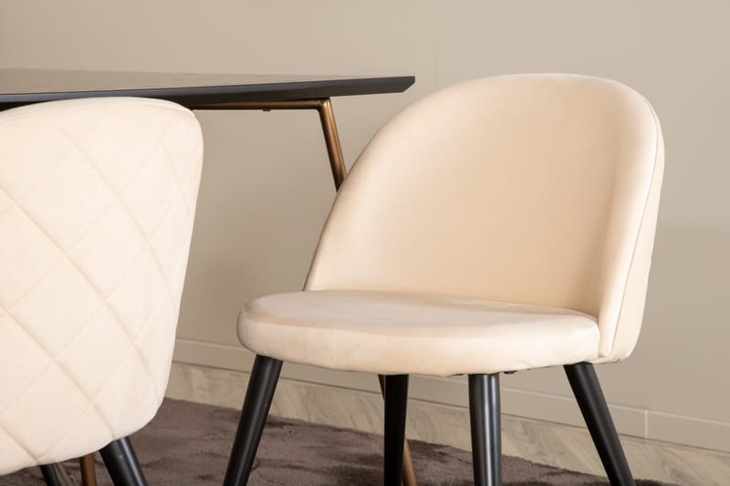 Ruokailuryhmä Petra 190 cm Suorakulmainen 6 Velvet Tuolia - Musta - Huonekalut - Pöytä & ruokailuryhmä - Ruokailuryhmä