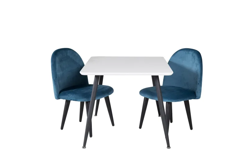 Ruokailuryhmä Polar 80 cm Suorakulmainen 2 Velvet Tuolia, Musta