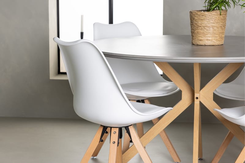 Ruokailuryhmä Piazza 120 cm Pyöreä 4 Zeno Tuolia - Harmaa - Huonekalut - Pöytä & ruokailuryhmä - Ruokailuryhmä