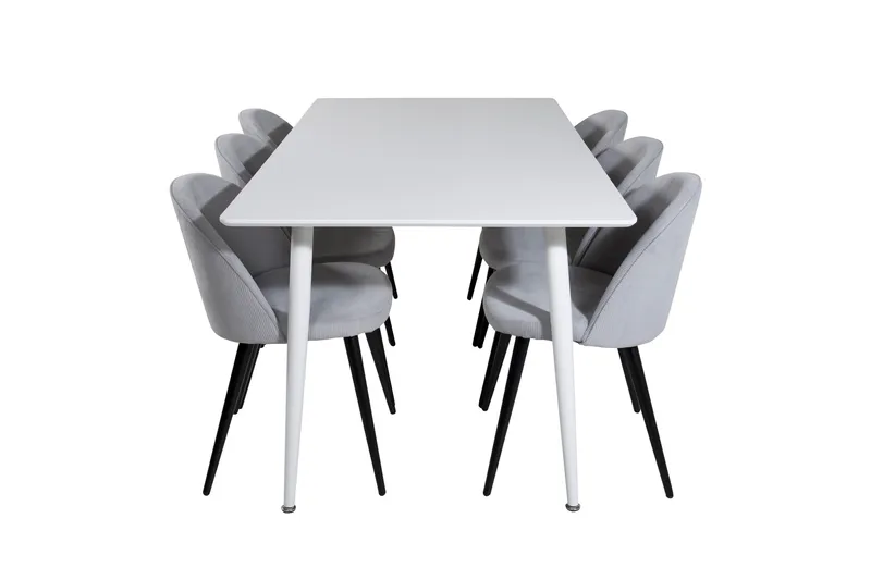 Ruokailuryhmä Polar 180 cm Suorakulmainen 6 Velvet Tuolia, Musta