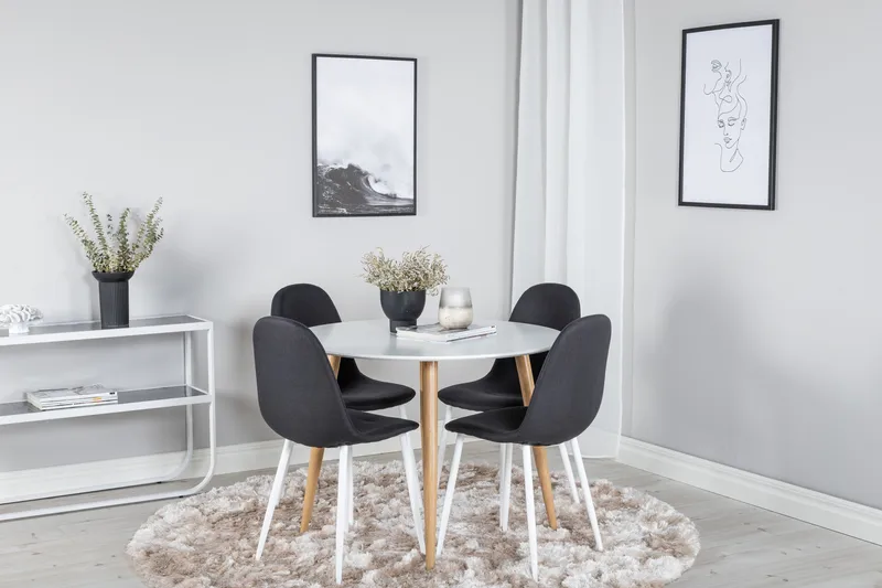 Ruokailuryhmä Plaza 100 cm Pyöreä 4 Polar Tuolia, Musta