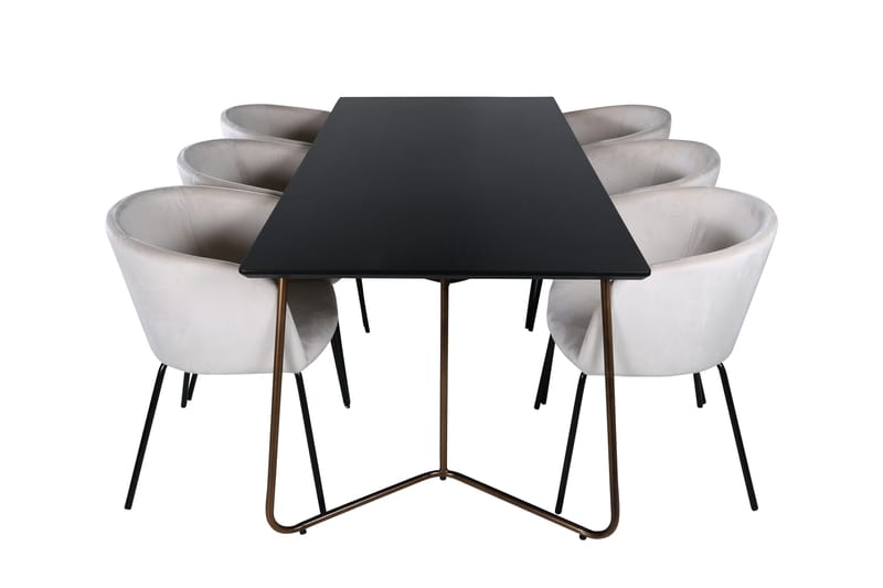 Ruokailuryhmä Petra 190 cm Suorakulmainen 6 Berit Tuolia - Beige - Huonekalut - Pöytä & ruokailuryhmä - Ruokailuryhmä