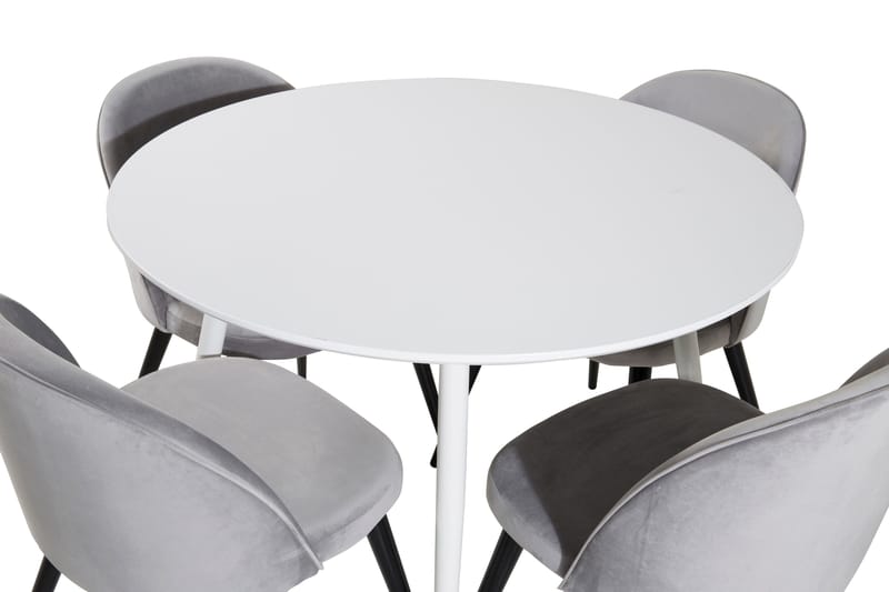 Ruokailuryhmä Plaza 100 cm Pyöreä 4 Velvet Tuolia - Musta - Huonekalut - Pöytä & ruokailuryhmä - Ruokailuryhmä