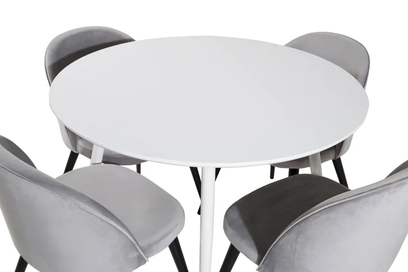 Ruokailuryhmä Plaza 100 cm Pyöreä 4 Velvet Tuolia - Musta - Huonekalut - Pöytä & ruokailuryhmä - Ruokailuryhmä