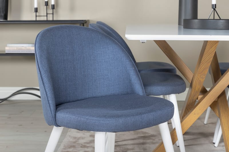 Ruokailuryhmä Piazza 180 cm Suorakulmainen 6 Velvet Tuolia - Sininen - Huonekalut - Pöytä & ruokailuryhmä - Ruokailuryhmä