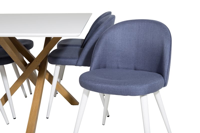 Ruokailuryhmä Piazza 180 cm Suorakulmainen 6 Velvet Tuolia - Sininen - Huonekalut - Pöytä & ruokailuryhmä - Ruokailuryhmä