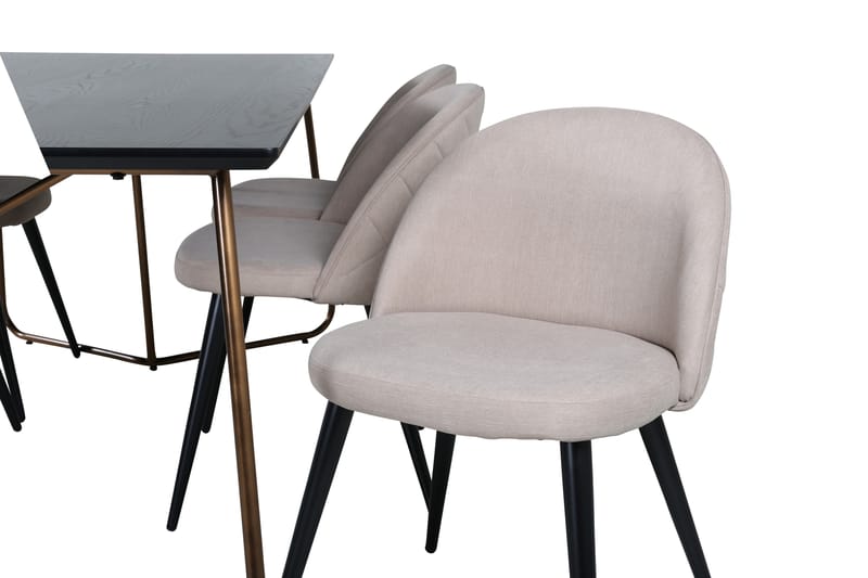 Ruokailuryhmä Petra 190 cm Suorakulmainen 6 Velvet Tuolia - Beige - Huonekalut - Pöytä & ruokailuryhmä - Ruokailuryhmä