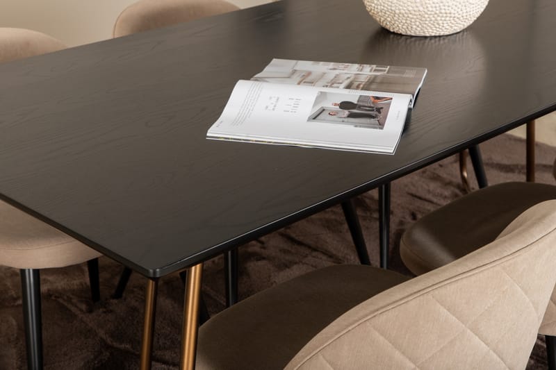 Ruokailuryhmä Petra 190 cm Suorakulmainen 6 Velvet Tuolia - Beige - Huonekalut - Pöytä & ruokailuryhmä - Ruokailuryhmä