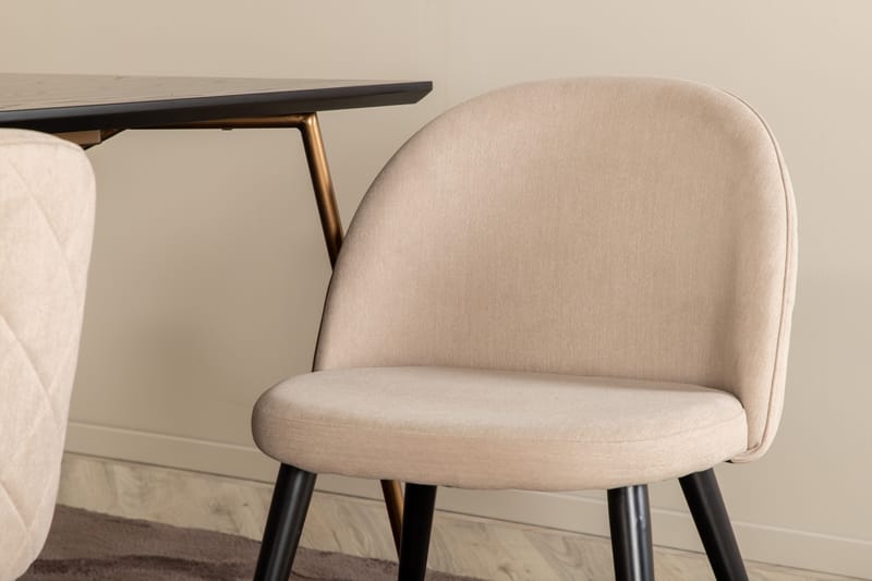 Ruokailuryhmä Petra 190 cm Suorakulmainen 6 Velvet Tuolia - Beige - Huonekalut - Pöytä & ruokailuryhmä - Ruokailuryhmä