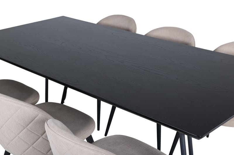 Ruokailuryhmä Petra 190 cm Suorakulmainen 6 Velvet Tuolia - Beige - Huonekalut - Pöytä & ruokailuryhmä - Ruokailuryhmä