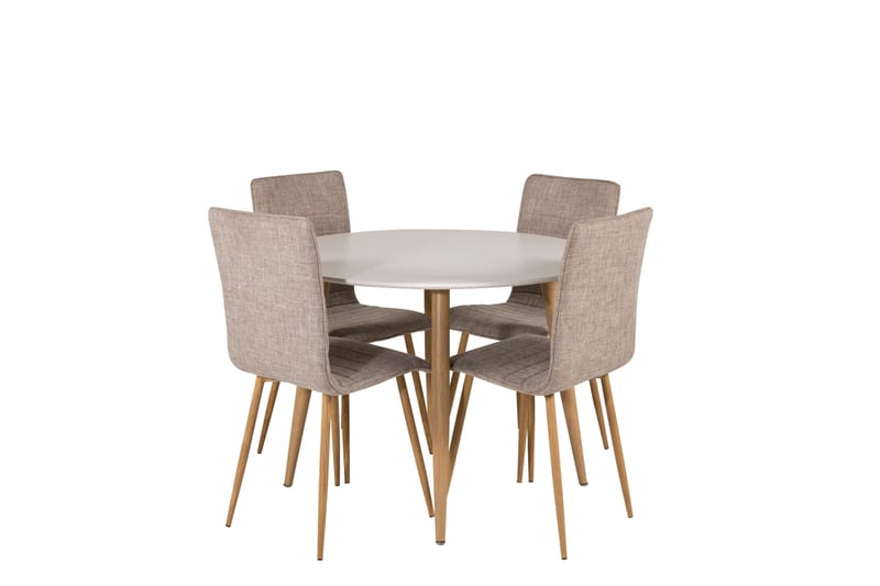 Ruokailuryhmä Plaza 100 cm Pyöreä 4 Windu Lyx Tuolia, Vaaleanharmaa