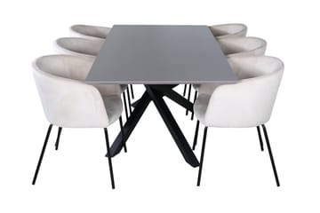 Ruokailuryhmä Piazza 180 cm Suorakulmainen 6 Berit Tuolia - Beige - Huonekalut - Pöytä & ruokailuryhmä - Ruokailuryhmä