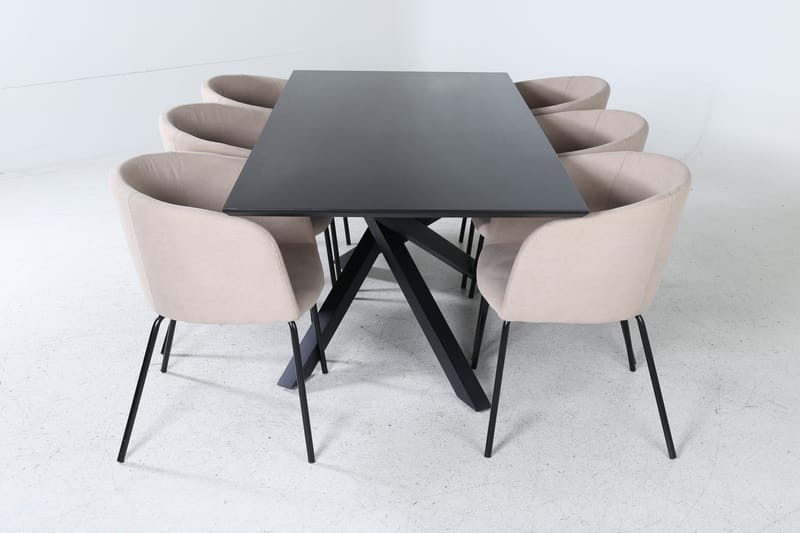 Ruokailuryhmä Piazza 180 cm Suorakulmainen 6 Berit Tuolia - Beige - Huonekalut - Pöytä & ruokailuryhmä - Ruokailuryhmä