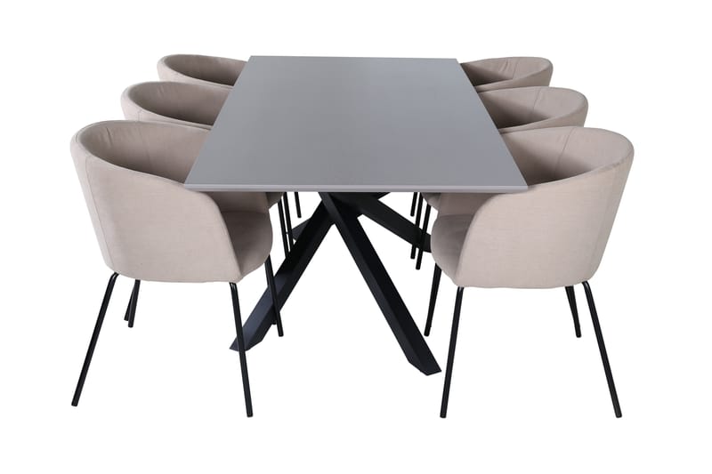 Ruokailuryhmä Piazza 180 cm Suorakulmainen 6 Berit Tuolia - Beige - Huonekalut - Pöytä & ruokailuryhmä - Ruokailuryhmä