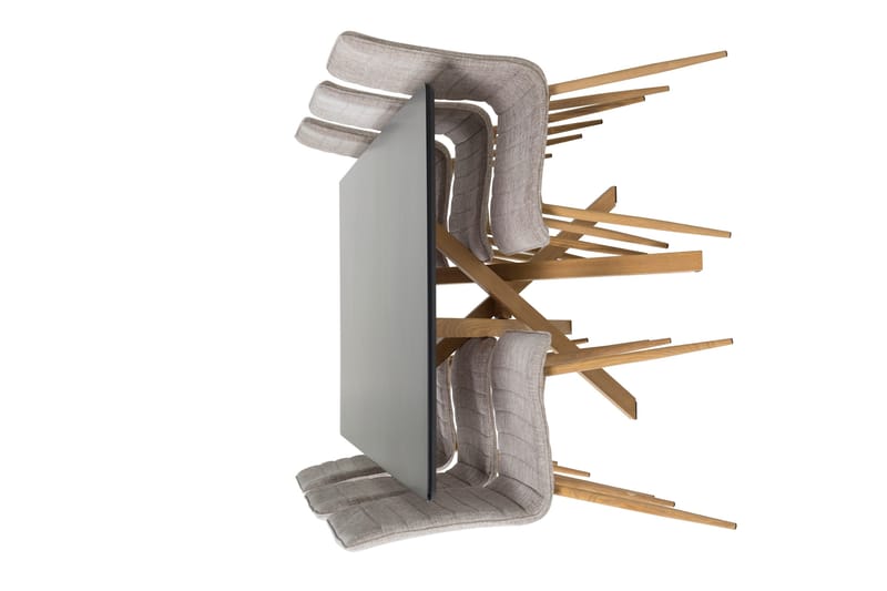 Ruokailuryhmä Piazza 180 cm Suorakulmainen 6 Windu LyxTuolia - Vaaleanharmaa - Huonekalut - Pöytä & ruokailuryhmä - Ruokailuryhmä