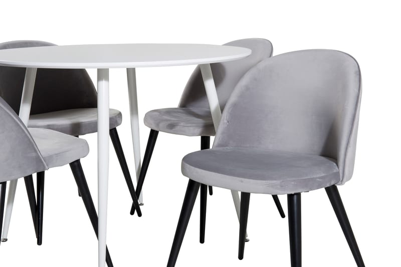 Ruokailuryhmä Plaza 100 cm Pyöreä 4 Velvet Tuolia - Musta - Huonekalut - Pöytä & ruokailuryhmä - Ruokailuryhmä