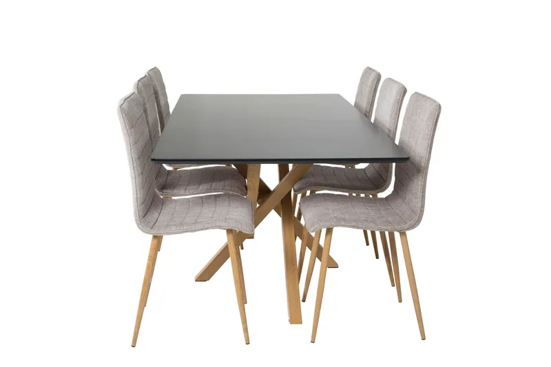 Ruokailuryhmä Piazza 180 cm Suorakulmainen 6 Windu LyxTuolia, Vaaleanharmaa