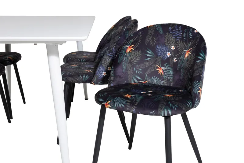 Ruokailuryhmä Polar 180 cm Suorakulmainen 6 Velvet Tuolia - Musta - Huonekalut - Pöytä & ruokailuryhmä - Ruokailuryhmä