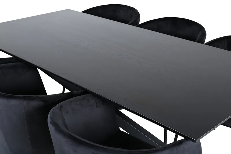 Ruokailuryhmä Piazza 180 cm Suorakulmainen 6 Berit Tuolia - Musta - Huonekalut - Pöytä & ruokailuryhmä - Ruokailuryhmä