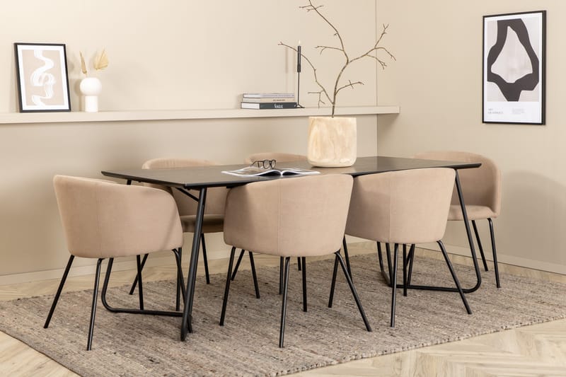 Ruokailuryhmä Petra 190 cm Suorakulmainen 6 Berit Tuolia - Beige - Huonekalut - Pöytä & ruokailuryhmä - Ruokailuryhmä