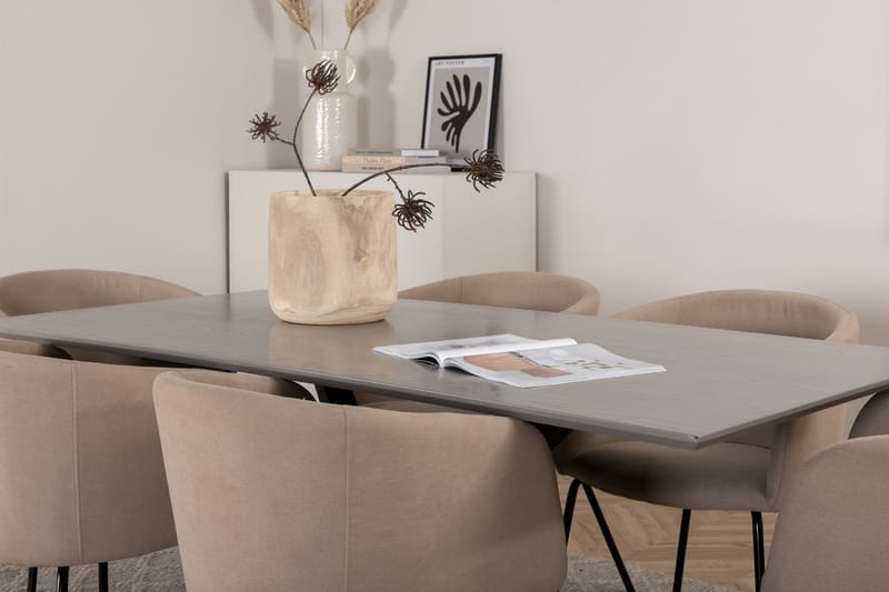 Ruokailuryhmä Piazza 180 cm Suorakulmainen 6 Berit Tuolia - Beige - Huonekalut - Pöytä & ruokailuryhmä - Ruokailuryhmä