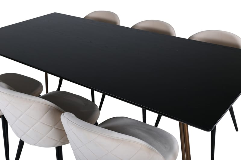Ruokailuryhmä Petra 190 cm Suorakulmainen 6 Velvet Tuolia - Musta - Huonekalut - Pöytä & ruokailuryhmä - Ruokailuryhmä