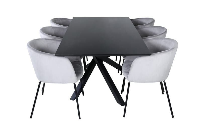 Ruokailuryhmä Piazza 180 cm Suorakulmainen 6 Berit Tuolia - Musta - Huonekalut - Pöytä & ruokailuryhmä - Ruokailuryhmä