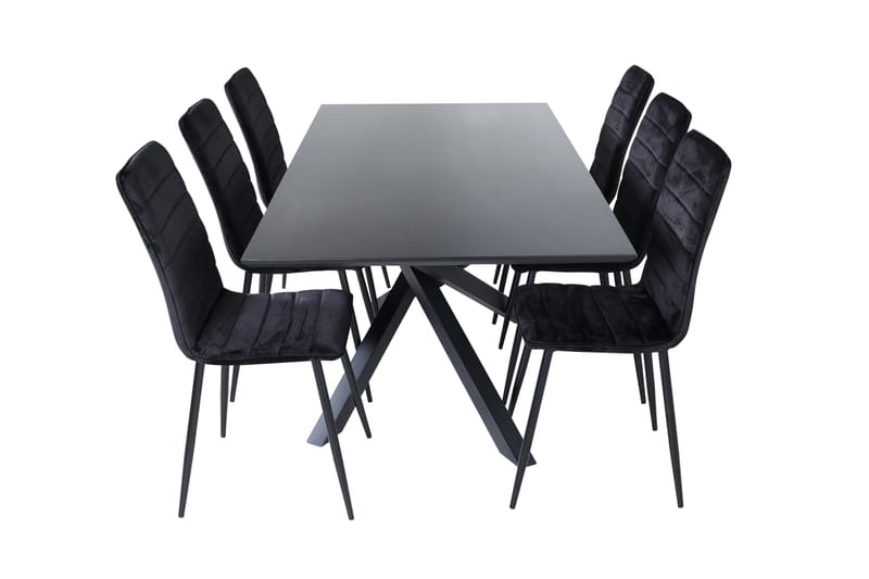 Ruokailuryhmä Piazza 180 cm Suorakulmainen 6 Windu Lyx Tuolia - Musta - Huonekalut - Pöytä & ruokailuryhmä - Ruokailuryhmä