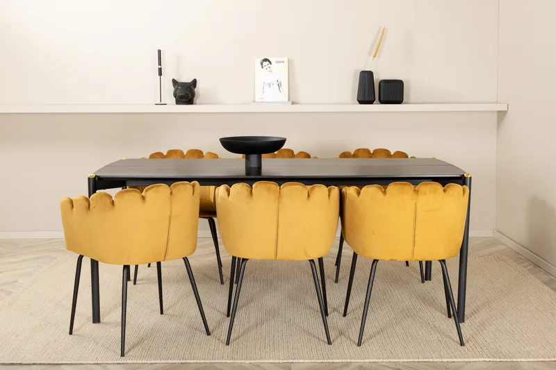 Ruokailuryhmä Pelle 190 cm Suorakulmainen 6 Limhamn Tuolia, Musta