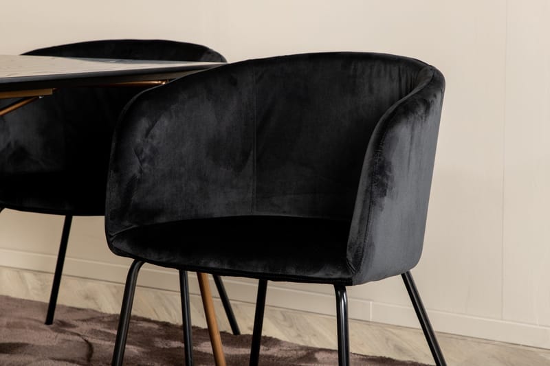 Ruokailuryhmä Petra 190 cm Suorakulmainen 6 Berit Tuolia - Musta - Huonekalut - Pöytä & ruokailuryhmä - Ruokailuryhmä