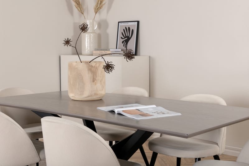 Ruokailuryhmä Piazza 180 cm Suorakulmainen 6 Velvet Tuolia - Beige - Huonekalut - Pöytä & ruokailuryhmä - Ruokailuryhmä