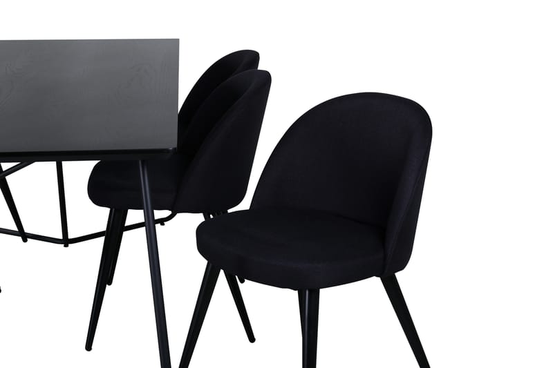 Ruokailuryhmä Petra 190 cm Suorakulmainen 6 Velvet Tuolia - Musta - Huonekalut - Pöytä & ruokailuryhmä - Ruokailuryhmä