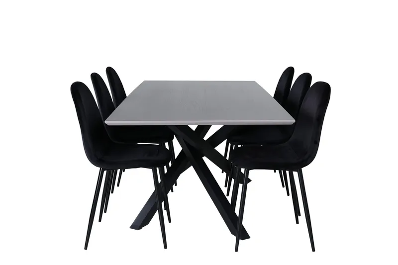 Ruokailuryhmä Piazza 180 cm Suorakulmainen 6 Polar Tuolia, Musta