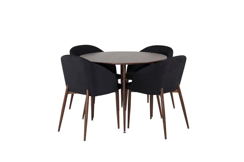 Ruokailuryhmä Plaza 100 cm Pyöreä 4 Arch Tuolia, Musta