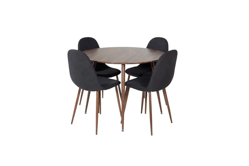 Ruokailuryhmä Plaza 100 cm Pyöreä 4 Polar Tuolia, Musta