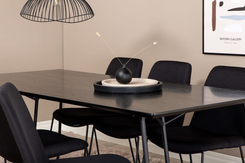 Ruokailuryhmä Petra 190 cm Suorakulmainen 6 Muce Tuolia - Musta - Huonekalut - Pöytä & ruokailuryhmä - Ruokailuryhmä