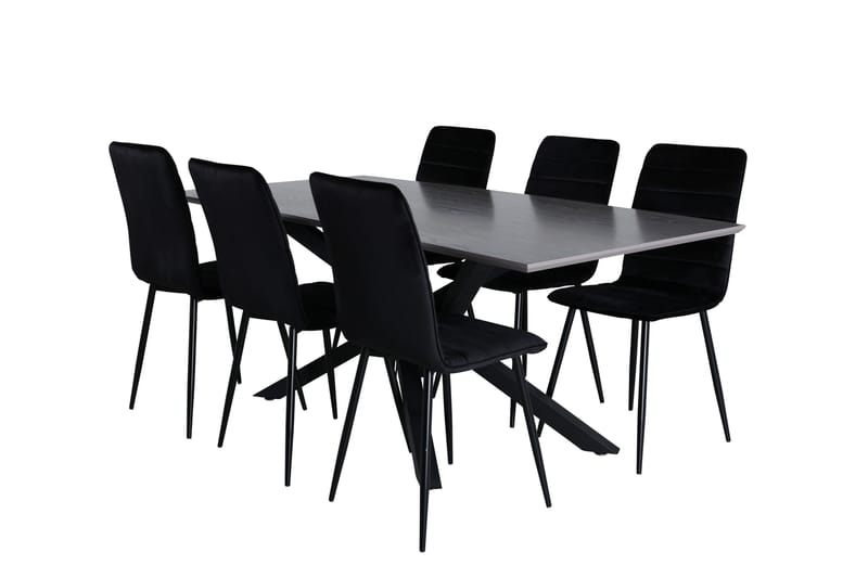 Ruokailuryhmä Piazza 180 cm Suorakulmainen 6 Windu Lyx Tuolia - Musta - Huonekalut - Pöytä & ruokailuryhmä - Ruokailuryhmä