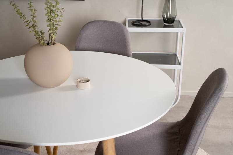 Ruokailuryhmä Plaza 100 cm Pyöreä 4 Polar Tuolia - Luonnonväri - Huonekalut - Pöytä & ruokailuryhmä - Ruokailuryhmä