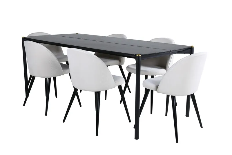 Ruokailuryhmä Pelle 190 cm Suorakulmainen 6 Velvet Tuolia - Beige - Huonekalut - Pöytä & ruokailuryhmä - Ruokailuryhmä