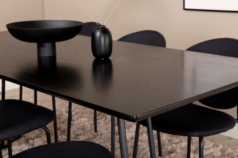 Ruokailuryhmä Petra 190 cm Suorakulmainen 6 Vault Tuolia - Musta - Huonekalut - Pöytä & ruokailuryhmä - Ruokailuryhmä