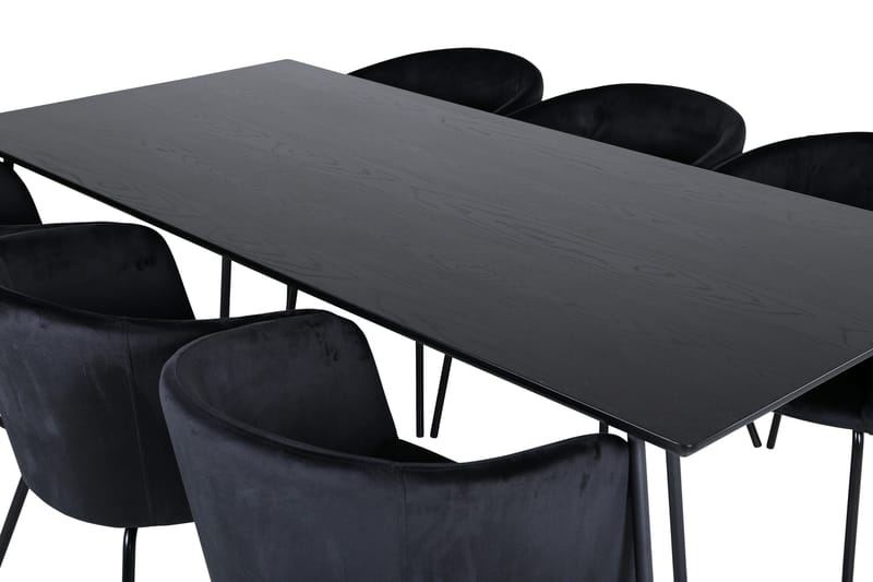 Ruokailuryhmä Petra 190 cm Suorakulmainen 6 Berit Tuolia - Musta - Huonekalut - Pöytä & ruokailuryhmä - Ruokailuryhmä