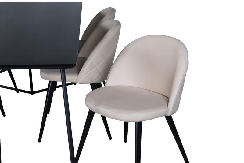Ruokailuryhmä Petra 190 cm Suorakulmainen 6 Velvet Tuolia - Musta - Huonekalut - Pöytä & ruokailuryhmä - Ruokailuryhmä