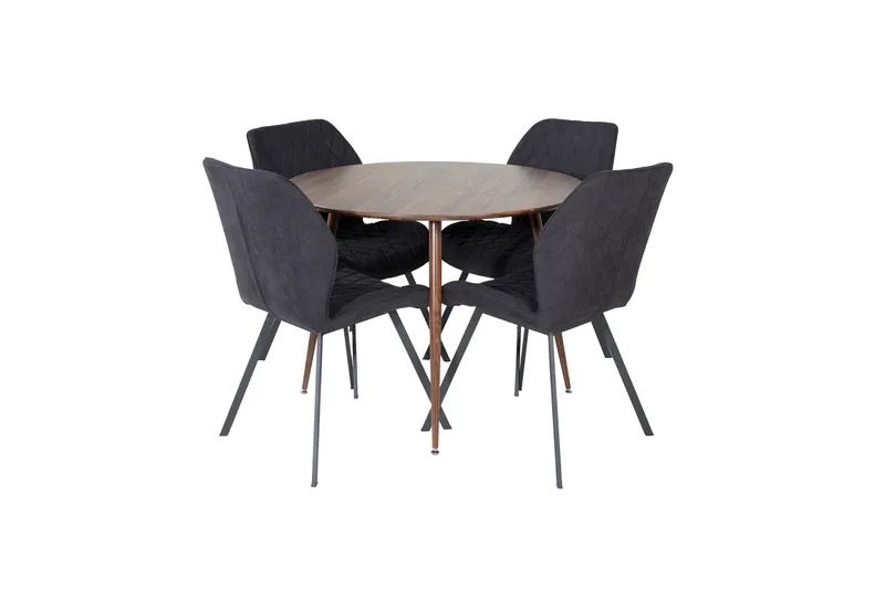 Ruokailuryhmä Plaza 100 cm Pyöreä 4 Gemma Tuolia, Musta