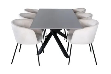 Ruokailuryhmä Piazza 180 cm Suorakulmainen 6 Berit Tuolia - Beige - Huonekalut - Pöytä & ruokailuryhmä - Ruokailuryhmä