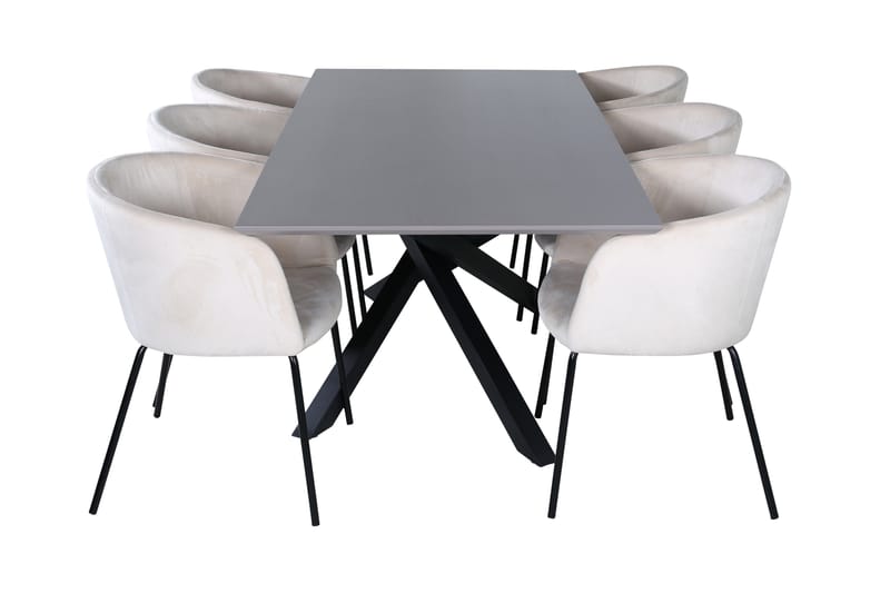 Ruokailuryhmä Piazza 180 cm Suorakulmainen 6 Berit Tuolia - Beige - Huonekalut - Pöytä & ruokailuryhmä - Ruokailuryhmä