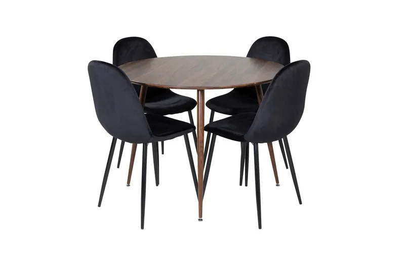 Ruokailuryhmä Plaza 100 cm Pyöreä 4 Polar Tuolia, Musta