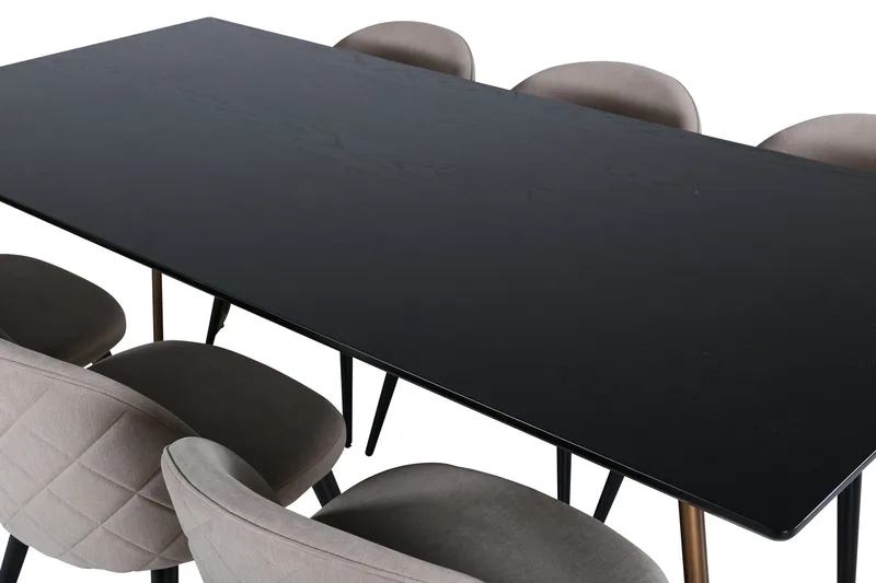 Ruokailuryhmä Petra 190 cm Suorakulmainen 6 Velvet Tuolia - Beige - Huonekalut - Pöytä & ruokailuryhmä - Ruokailuryhmä