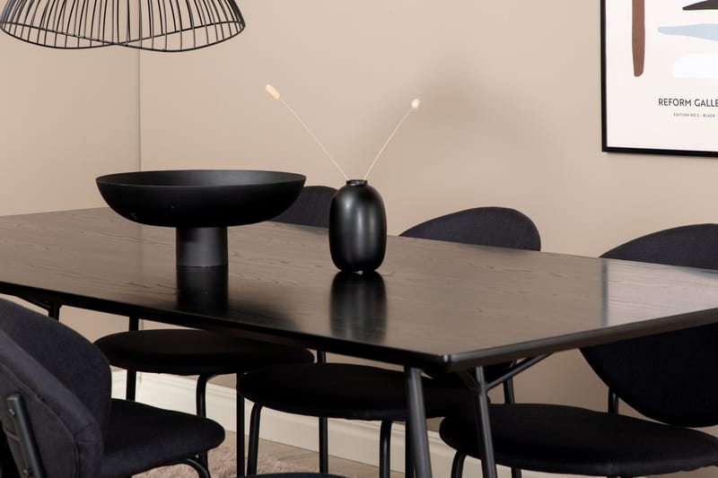 Ruokailuryhmä Petra 190 cm Suorakulmainen 6 Vault Tuolia - Musta - Huonekalut - Pöytä & ruokailuryhmä - Ruokailuryhmä